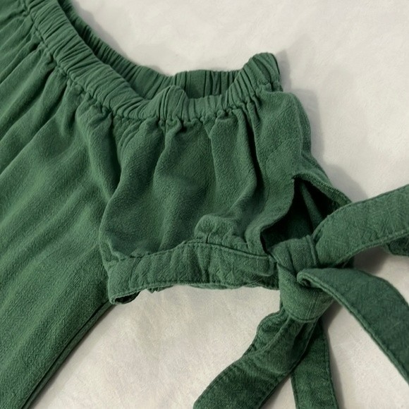 Lulu's Top, Tie Short Sleeves, Elastic Neckline, Lined, Green Medium - Picture 2 of 10